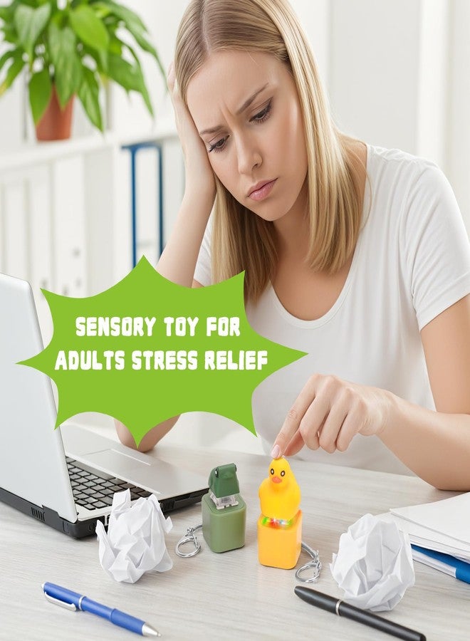 FunisFun Quacking Duck & Croaking Frog Keyboard Fidget Toy Keychain, Rechargeable Duck Frog Fidget Clicker with LED Light, Sensory Toy for Adults Stress Relief Anxiety (Yellow&Green, 2P) - Image 5